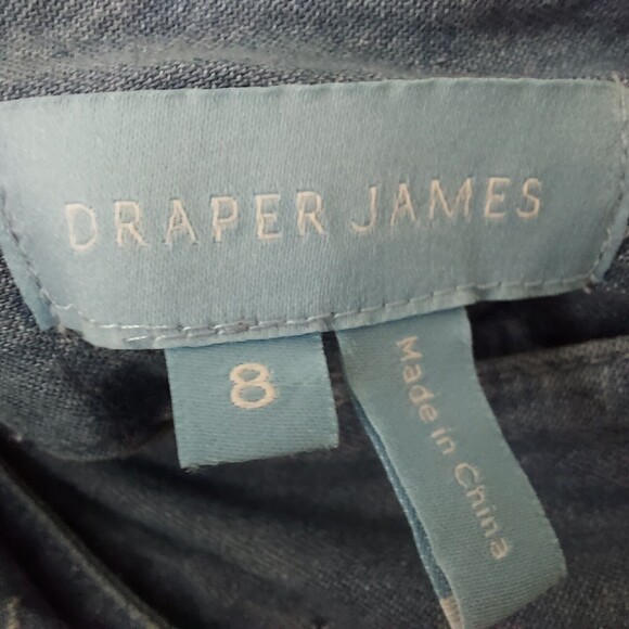 Draper James Jeans Size 8 Wide Leg Chambray Pants Tie Waist Medium Trouser Short - Picture 7 of 10